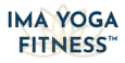 ima yoga fitness brand logo in bold font with a lotus flower in the background