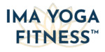 ima yoga fitness brand logo in bold font with a lotus flower in the background