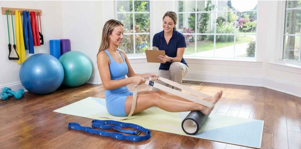 are yoga straps good for physical therapy woman stretching ima yoga fitness cotton adaptive yoga strap