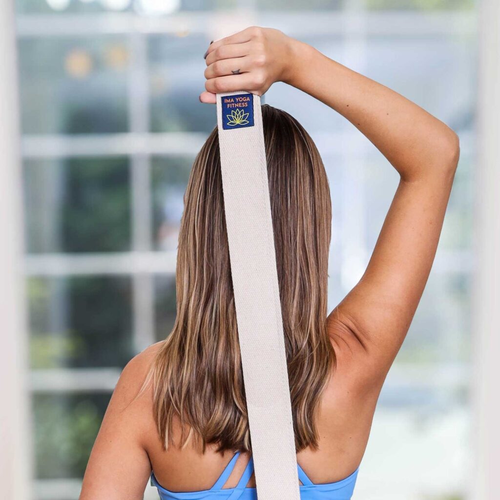 yoga straps for physical therapy woman shoulder mobility ima yoga fitness adaptive yoga strap